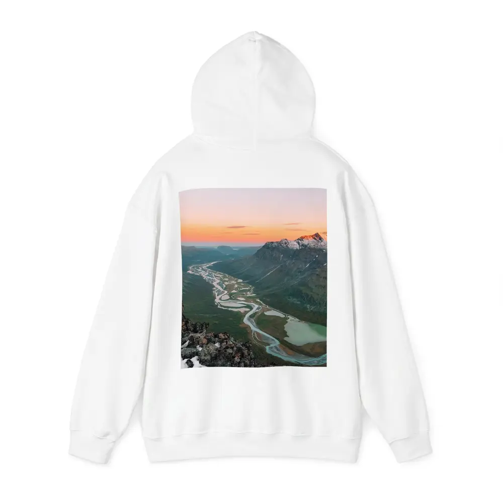 Winding River Valley Sunset Mountain Aerial View – Hoodies