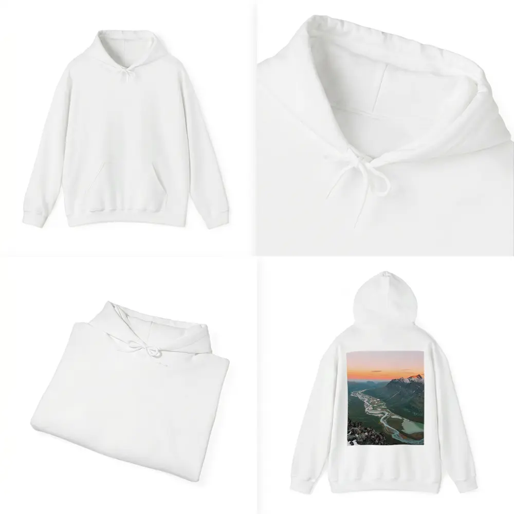 Winding River Valley Sunset Mountain Aerial View – Hoodies