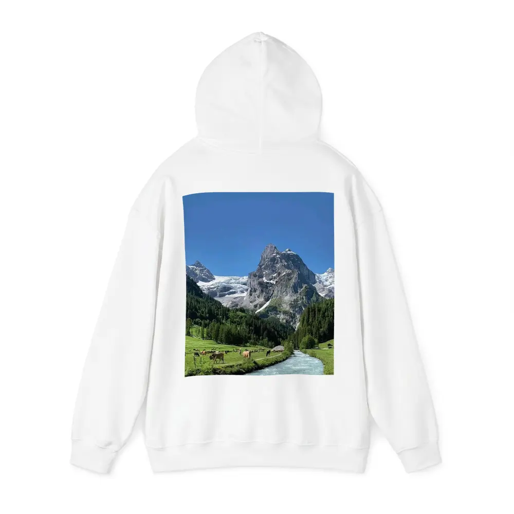 Swiss Alps Mountain Valley River Cows – Hoodies