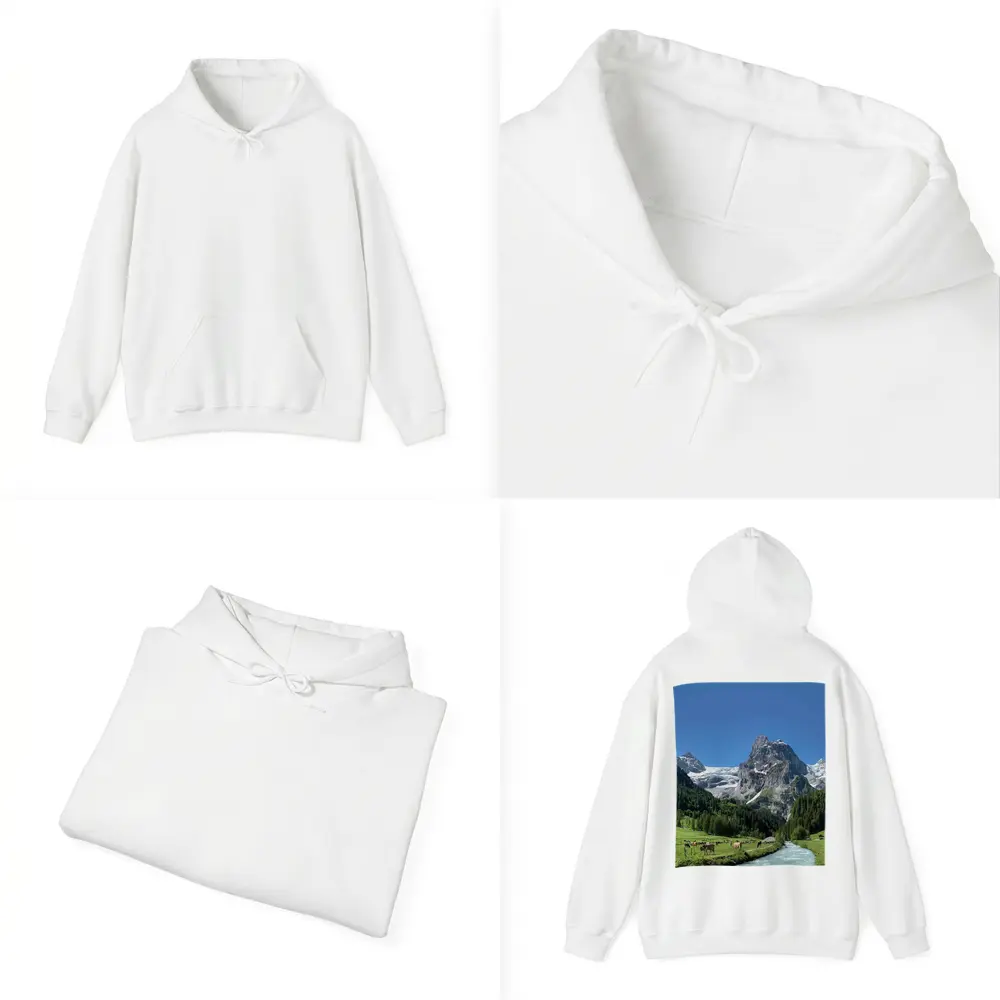 Swiss Alps Mountain Valley River Cows – Hoodies