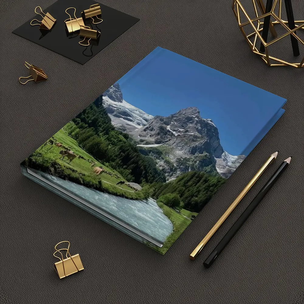 Swiss Alps Mountain Valley River Cows – Notebooks