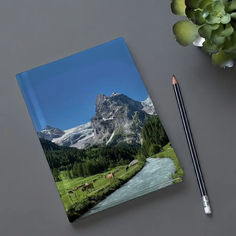 Swiss Alps Mountain Valley River Cows – Notebooks
