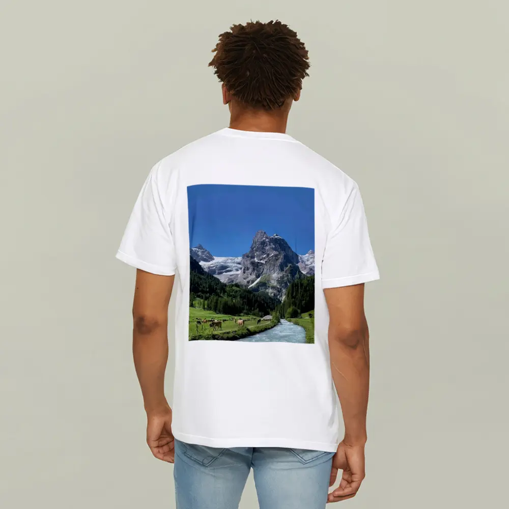 Swiss Alps Mountain Valley River Cows – T-Shirts