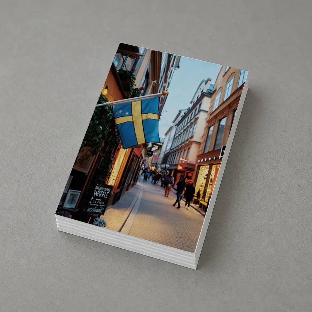 Swedish Flag Old Town Stockholm Street Scene – Postcards