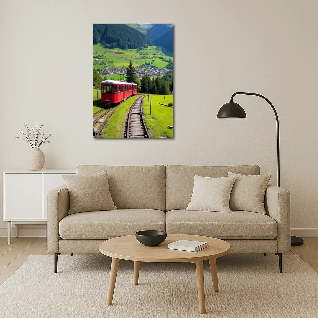 Red Mountain Train Swiss Alpine Village – Wall Art