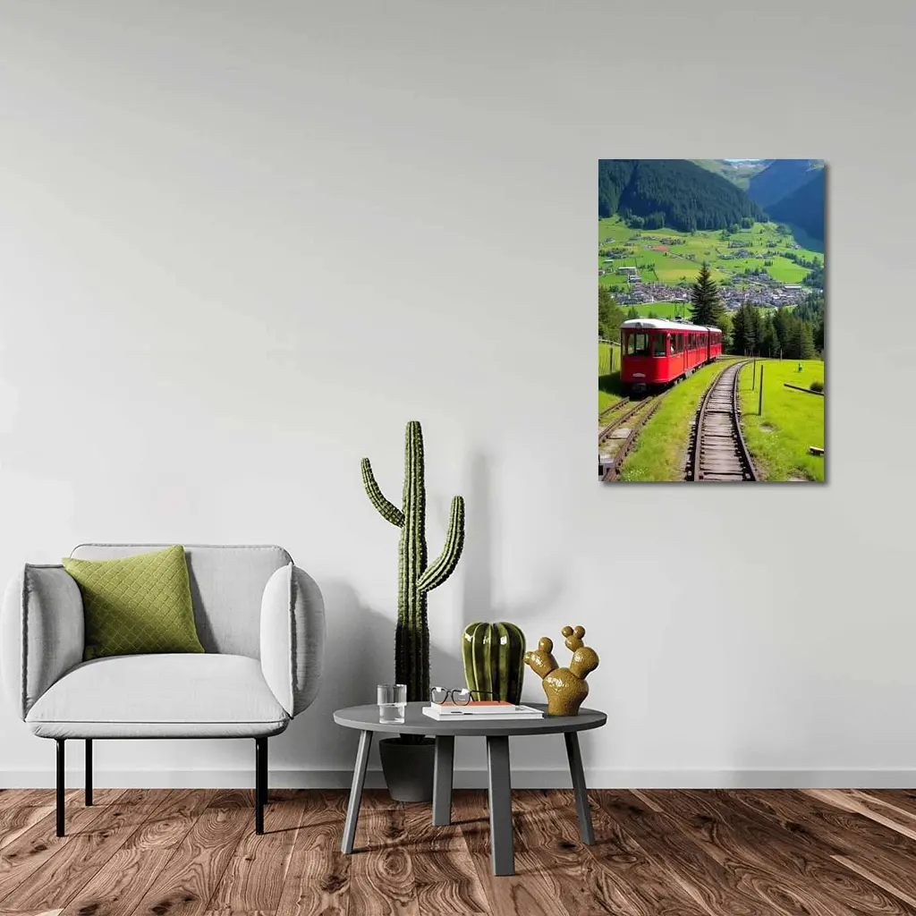 Red Mountain Train Swiss Alpine Village – Wall Art