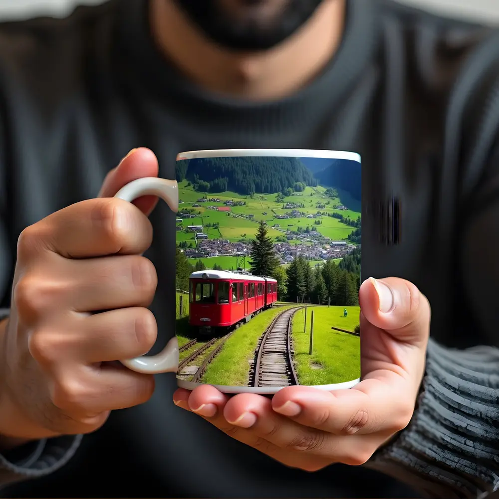 Red Mountain Train Swiss Alpine Village – Mugs