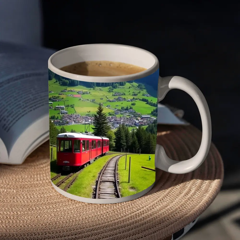 Red Mountain Train Swiss Alpine Village – Mugs