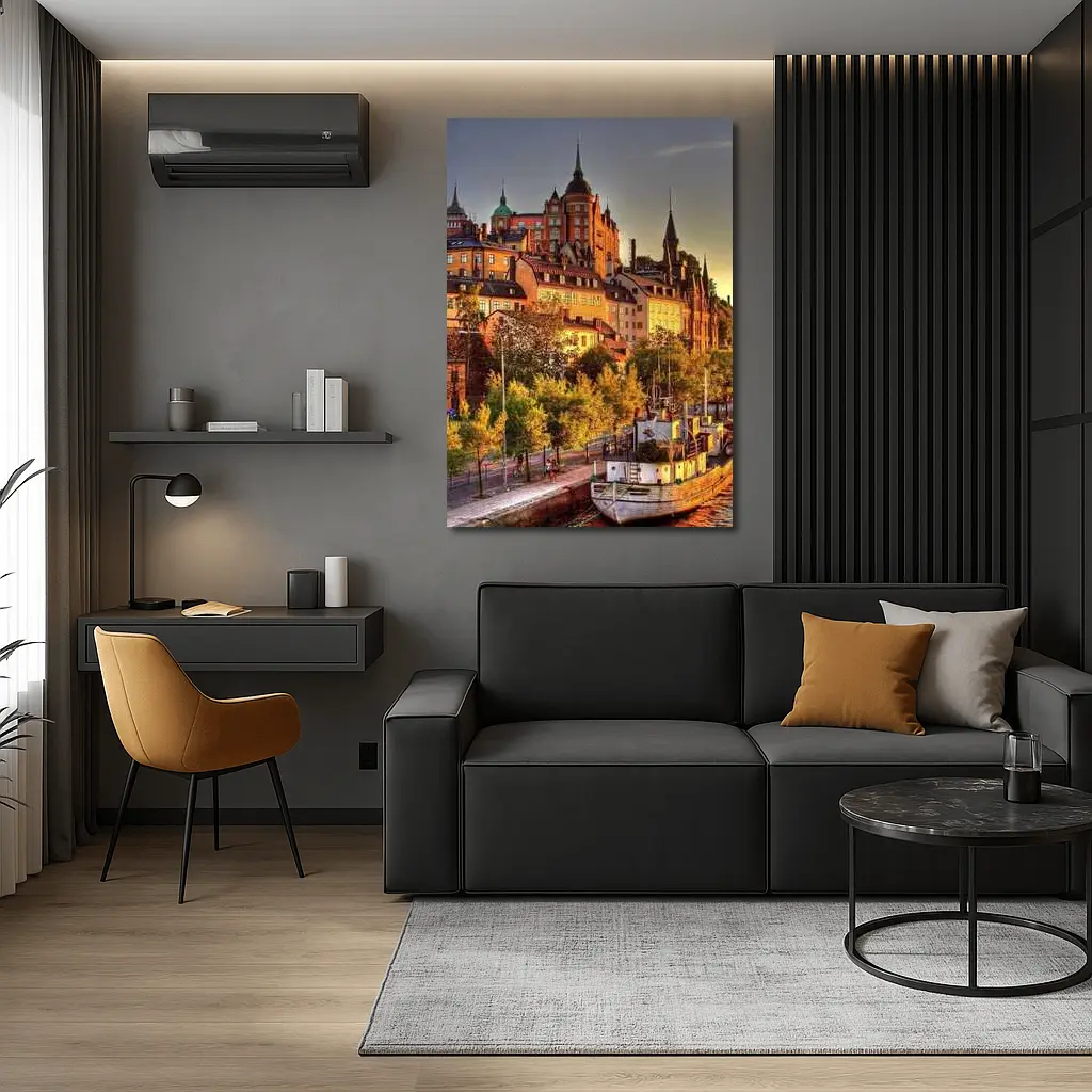 Stockholm Old Town Canal Sunset View – Wall Art