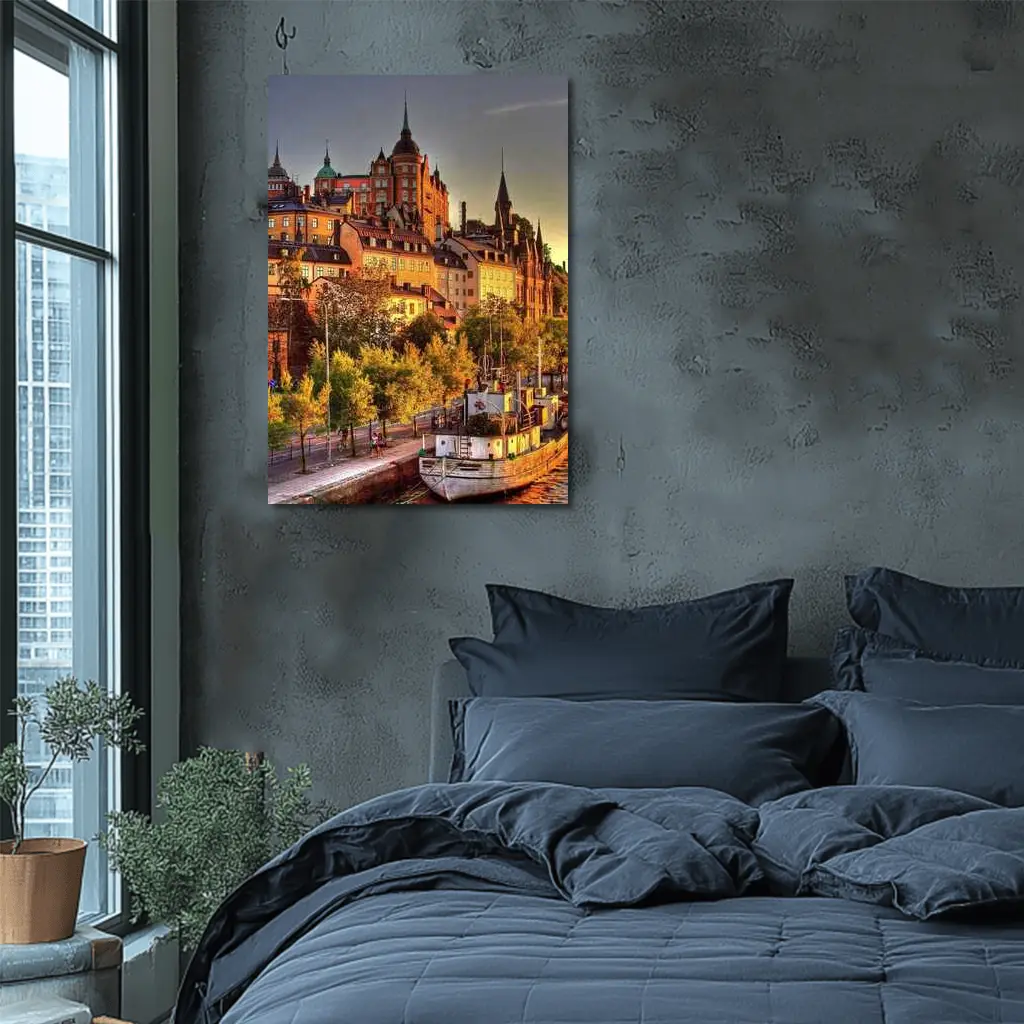 Stockholm Old Town Canal Sunset View – Wall Art