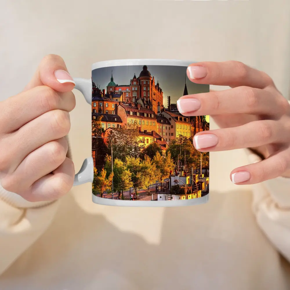 Stockholm Old Town Canal Sunset View – Mugs