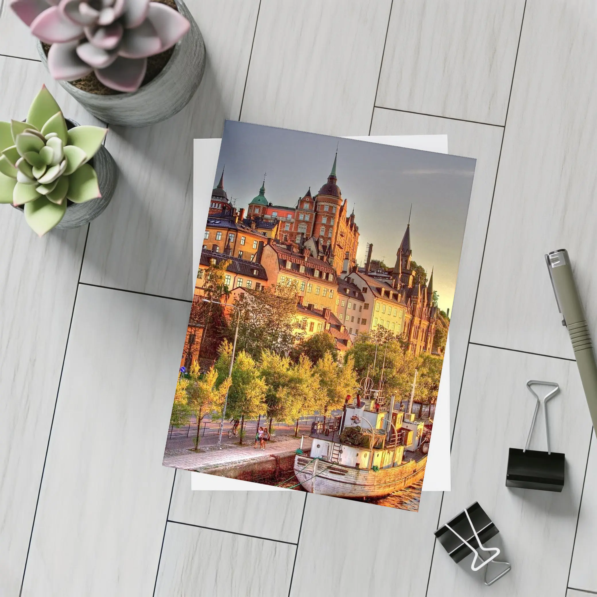 Stockholm Old Town Canal Sunset View – Postcards
