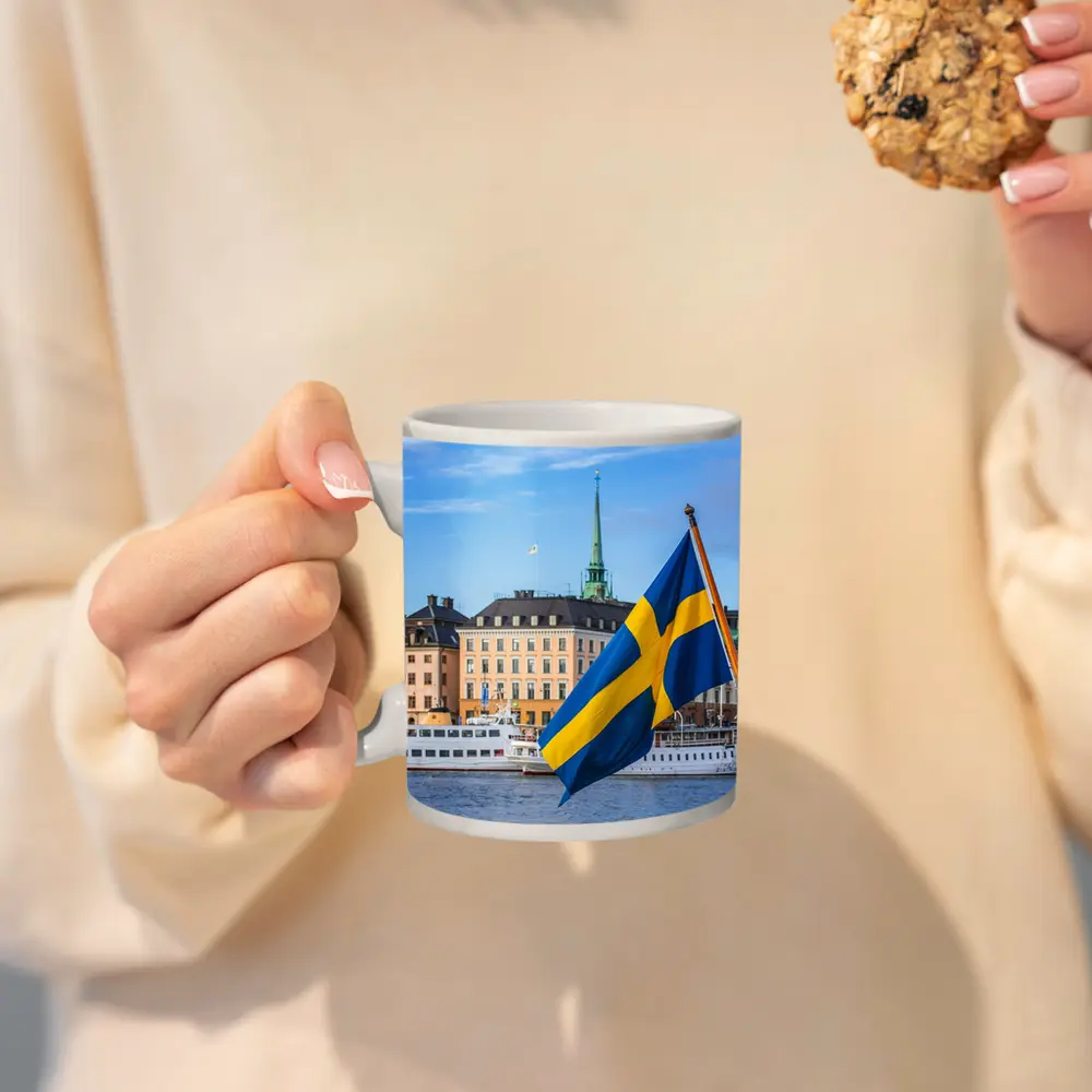 Swedish Flag Stockholm Old Town Waterfront – Mugs