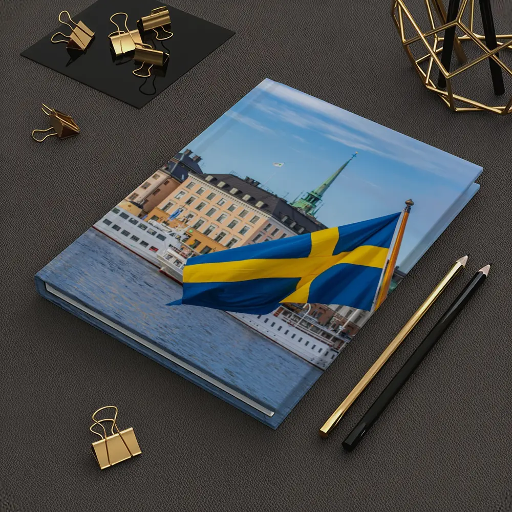 Swedish Flag Stockholm Old Town Waterfront – Notebooks
