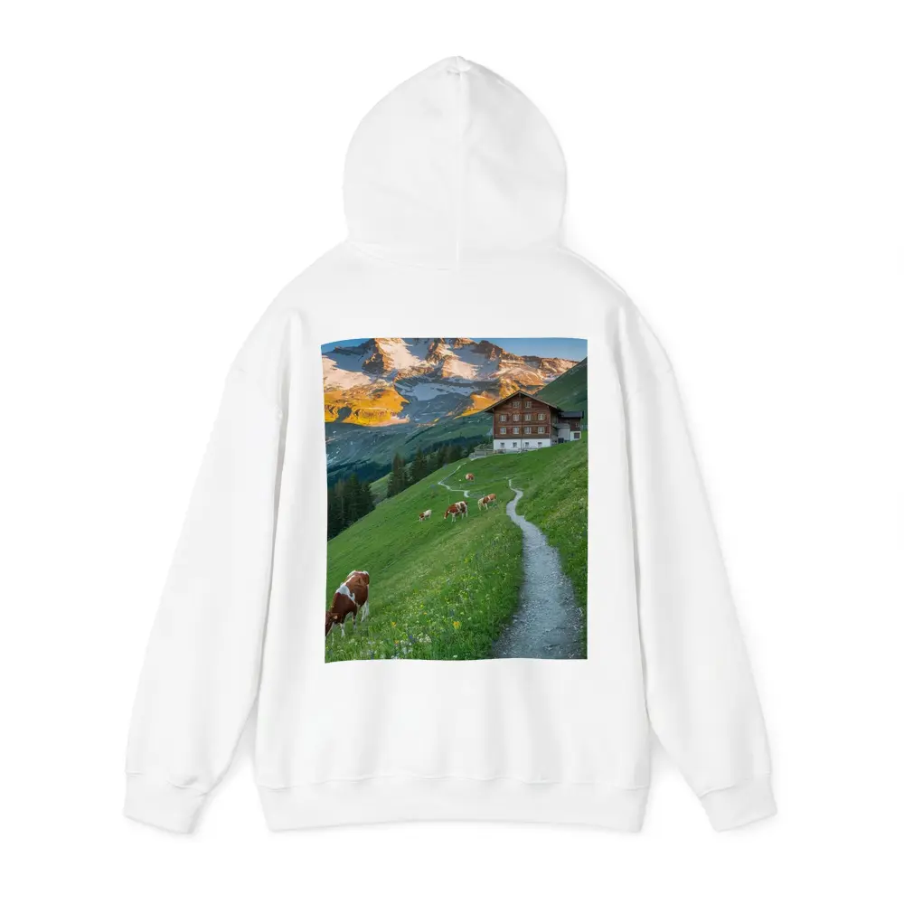 Alpine Meadow Cows Mountain Chalet Switzerland – Hoodies