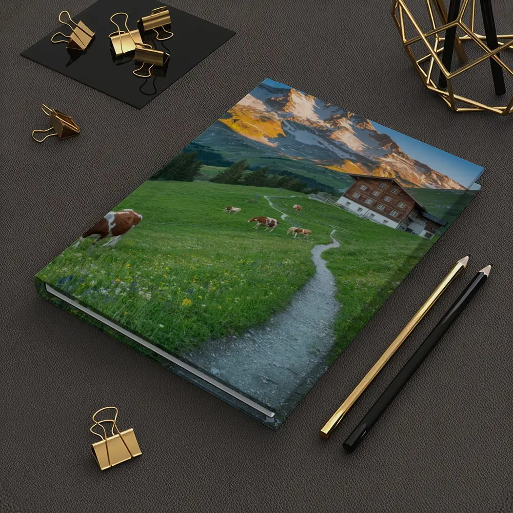 Alpine Meadow Cows Mountain Chalet Switzerland – Notebooks