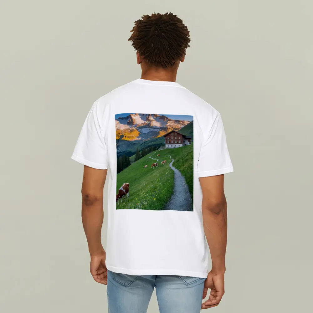 Alpine Meadow Cows Mountain Chalet Switzerland – T-Shirts