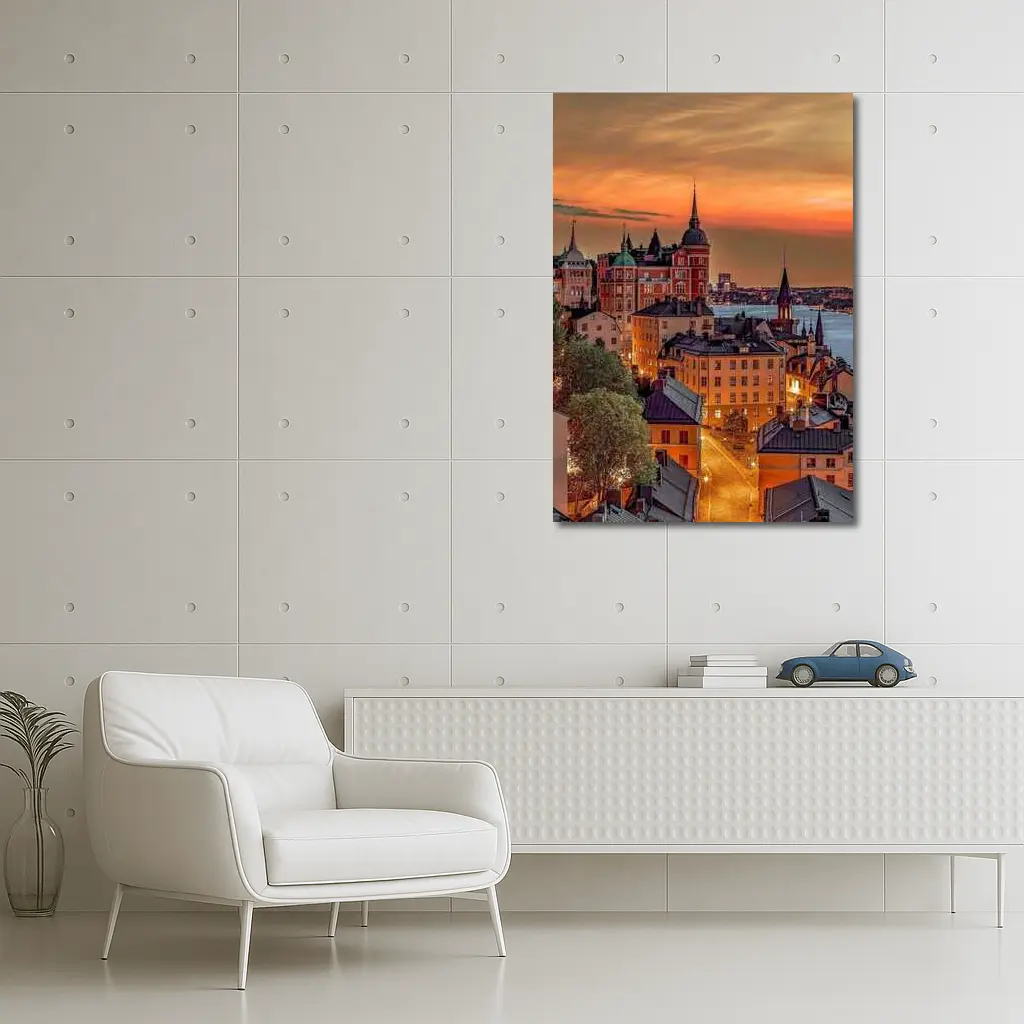Stockholm Old Town Fiery Sunset Sky – Wall Art