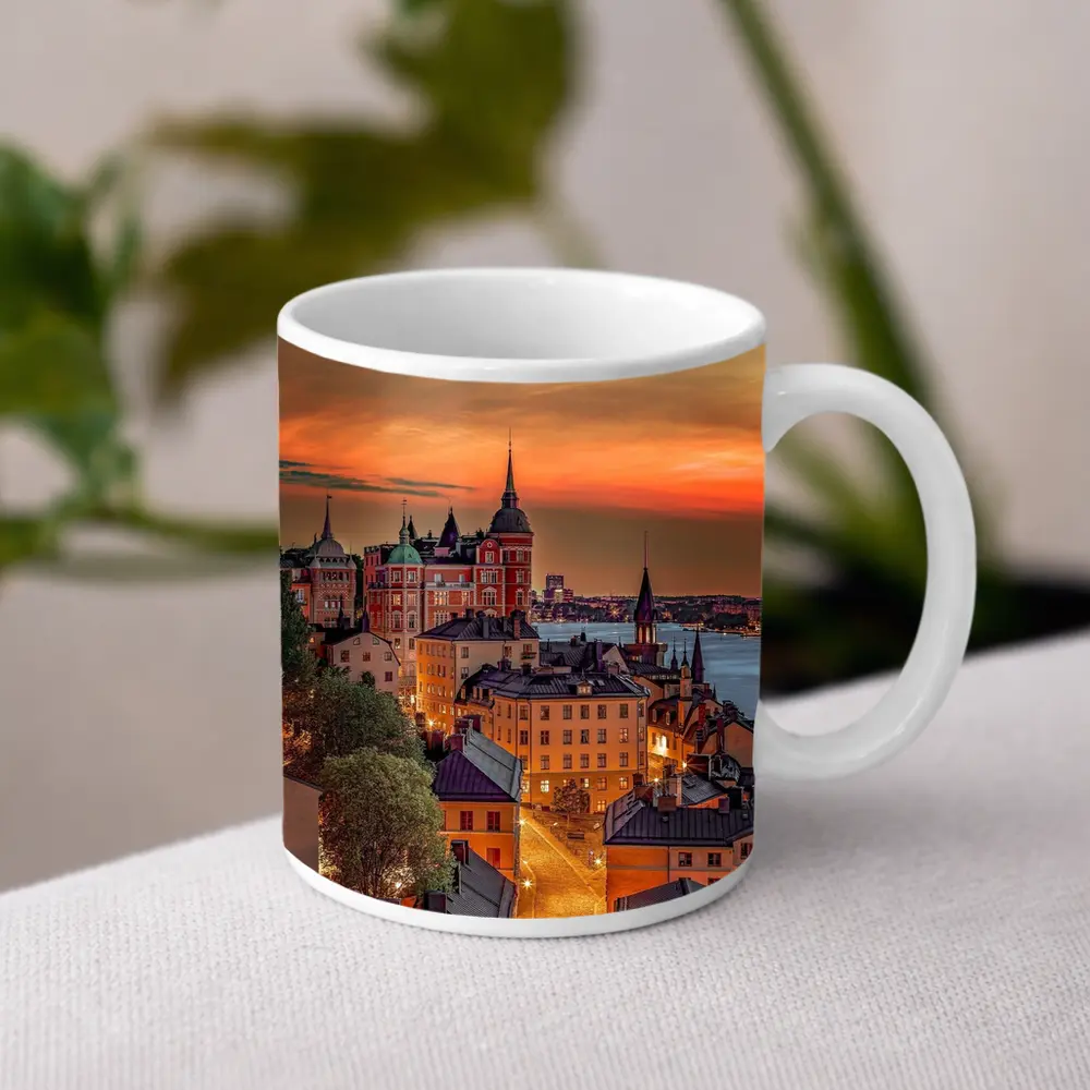 Stockholm Old Town Fiery Sunset Sky – Mugs
