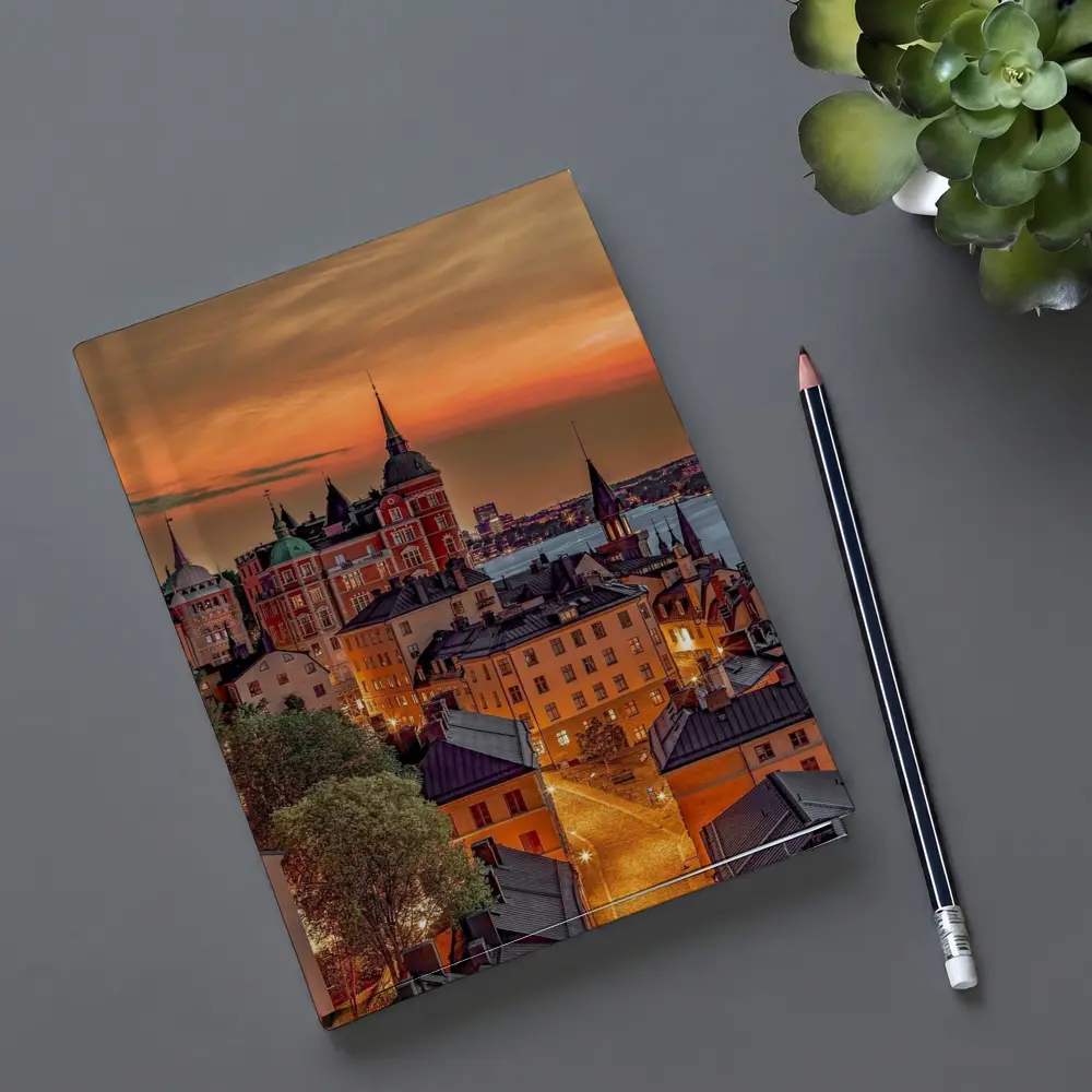 Stockholm Old Town Fiery Sunset Sky – Notebooks