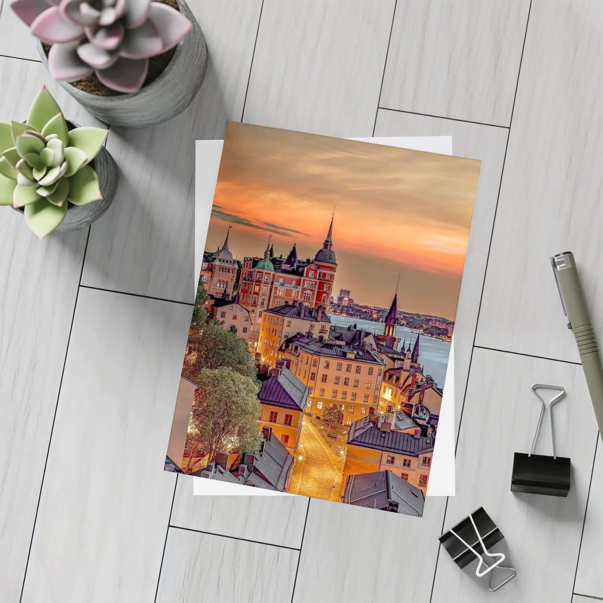 Stockholm Old Town Fiery Sunset Sky – Postcards