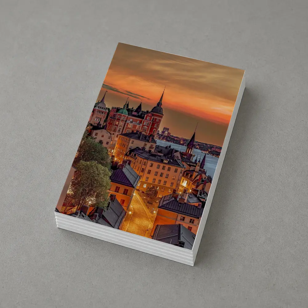 Stockholm Old Town Fiery Sunset Sky – Postcards