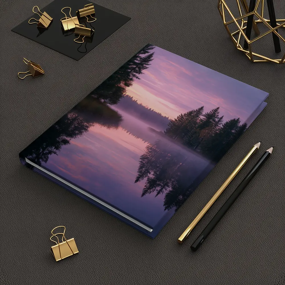 Misty Lake Forest Sunrise Pink Sky – Notebooks