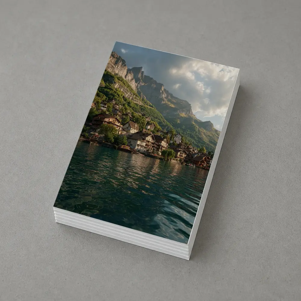 Swiss Alpine Village Lake Mountain Landscape – Postcards