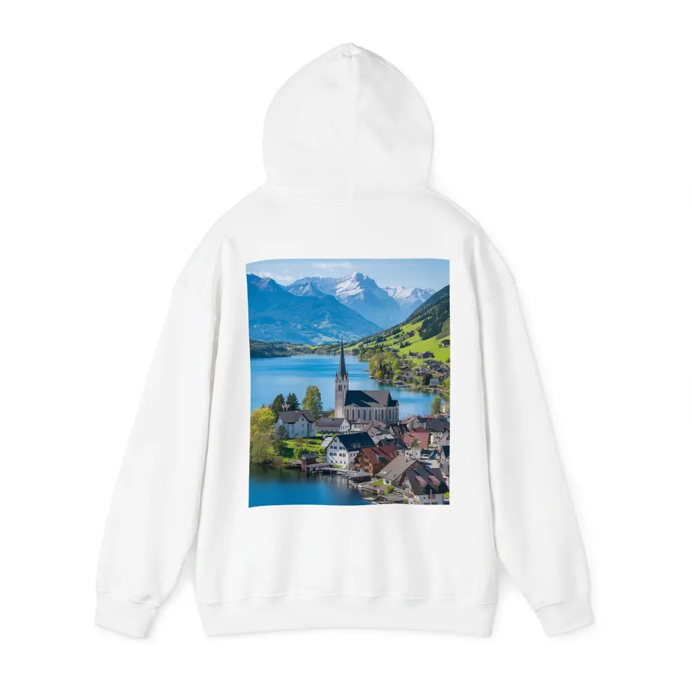 Alpine Lake Village Church Switzerland Mountains – Hoodies
