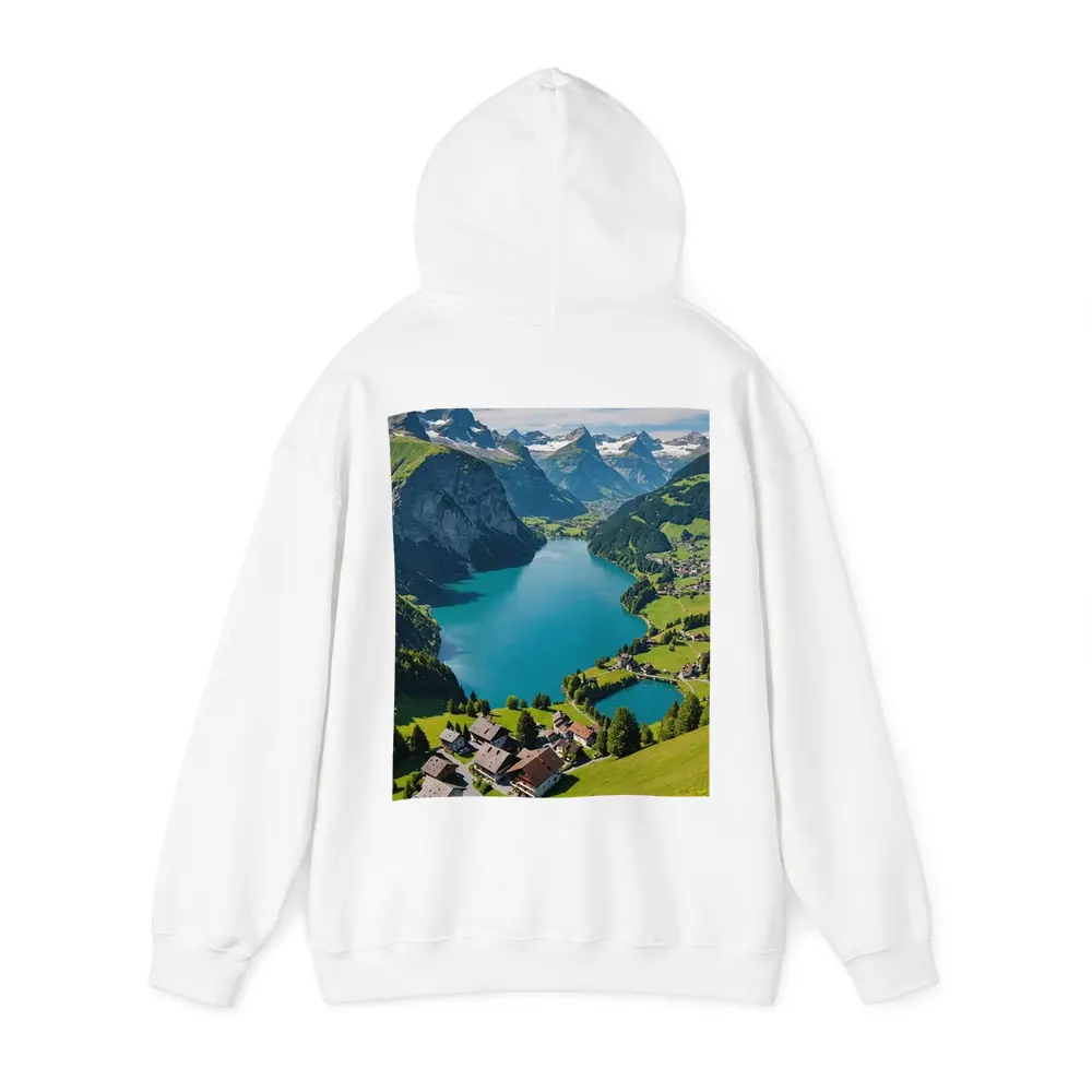 Swiss Alpine Lake Village Mountain Landscape – Hoodies