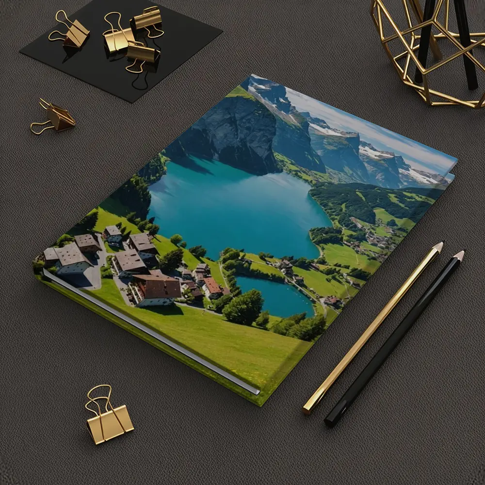 Swiss Alpine Lake Village Mountain Landscape – Notebooks