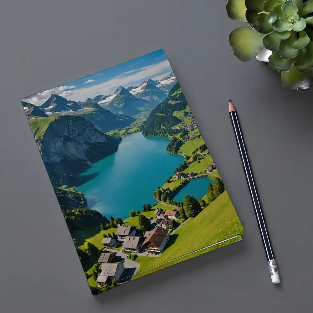 Swiss Alpine Lake Village Mountain Landscape – Notebooks