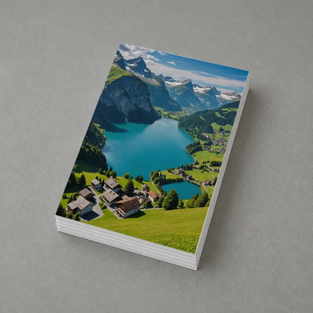 Swiss Alpine Lake Village Mountain Landscape – Postcards