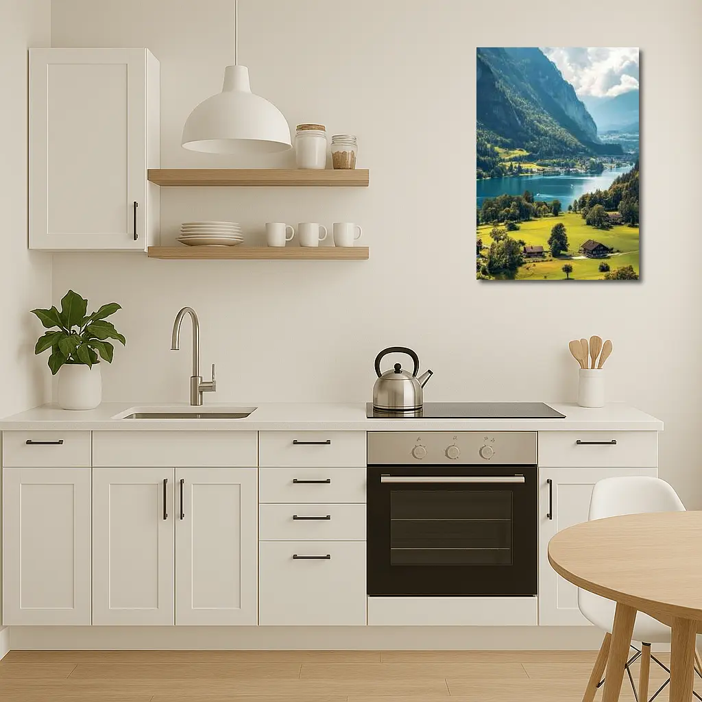 Alpine Lake Valley Green Mountains Switzerland – Wall Art