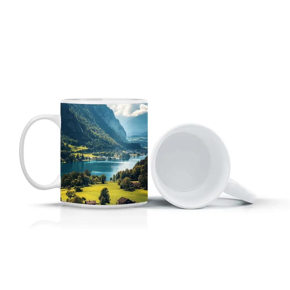 Alpine Lake Valley Green Mountains Switzerland – Mugs