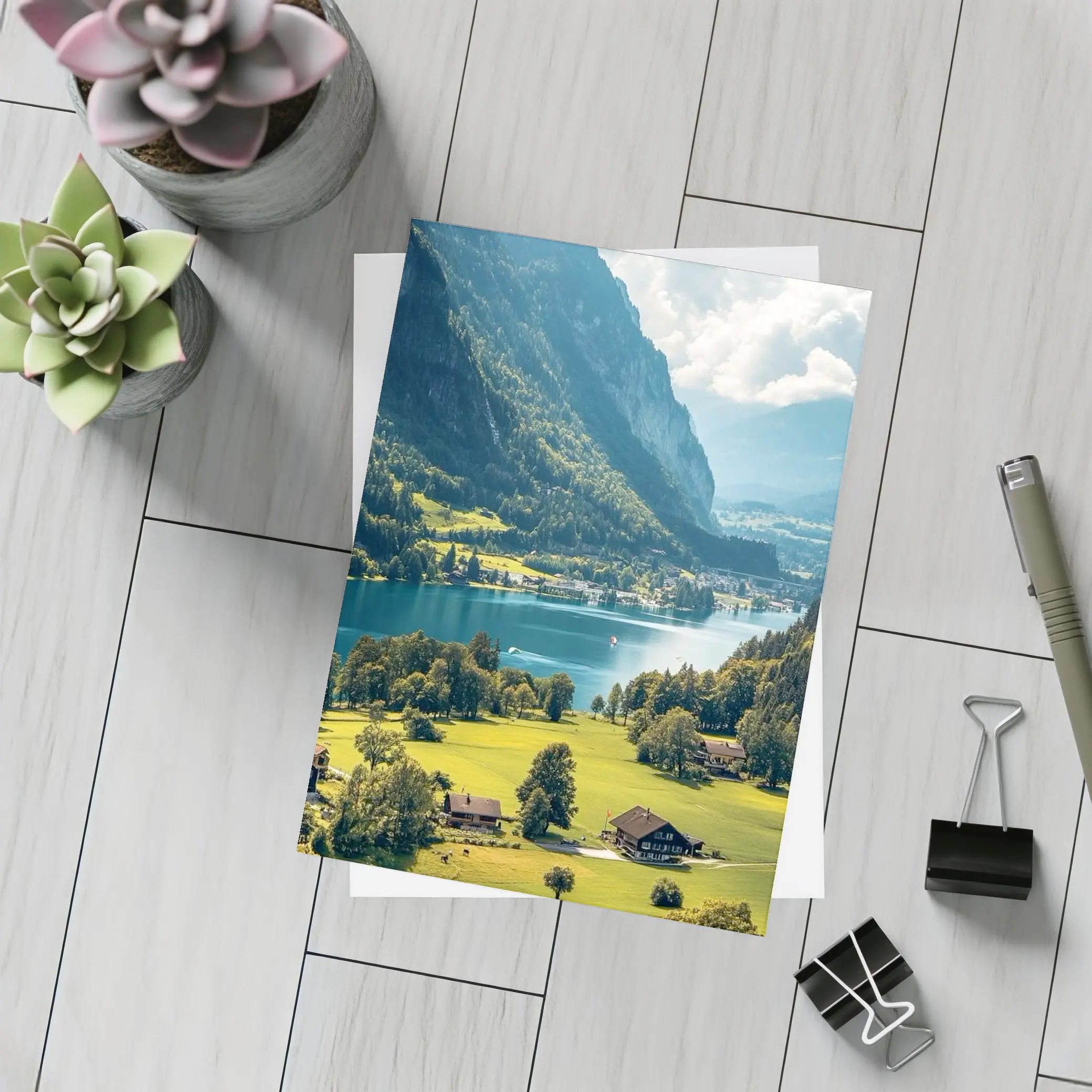 Alpine Lake Valley Green Mountains Switzerland – Postcards
