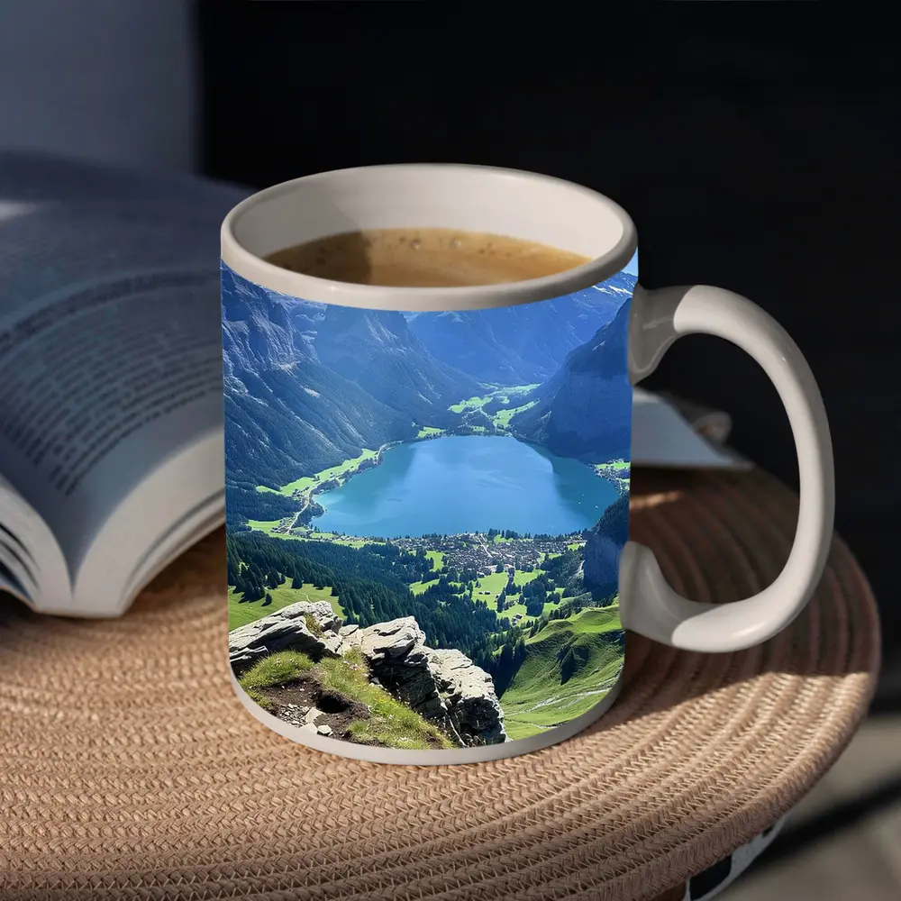 Alpine Lake Valley Green Mountain Landscape – Mugs
