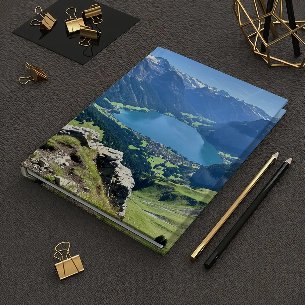 Alpine Lake Valley Green Mountain Landscape – Notebooks