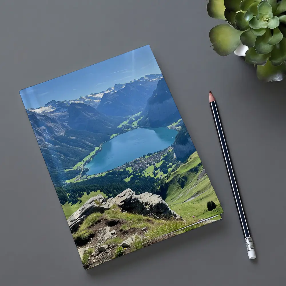 Alpine Lake Valley Green Mountain Landscape – Notebooks