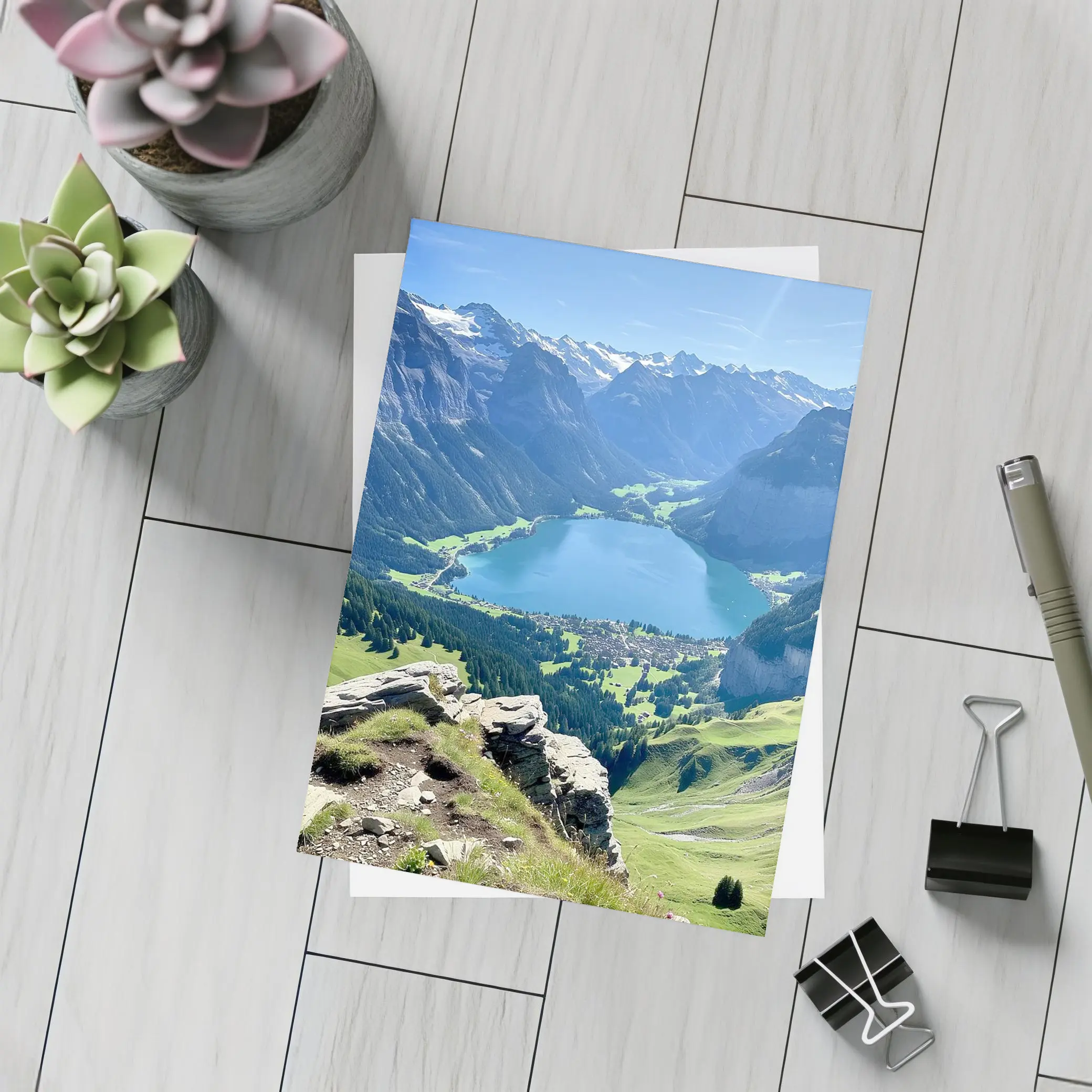 Alpine Lake Valley Green Mountain Landscape – Postcards