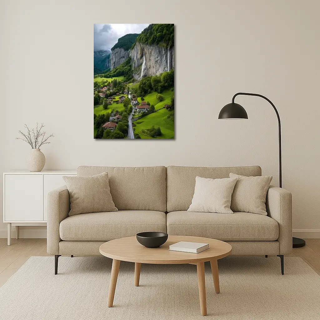 Lauterbrunnen Valley Waterfall Swiss Alpine Village – Wall Art
