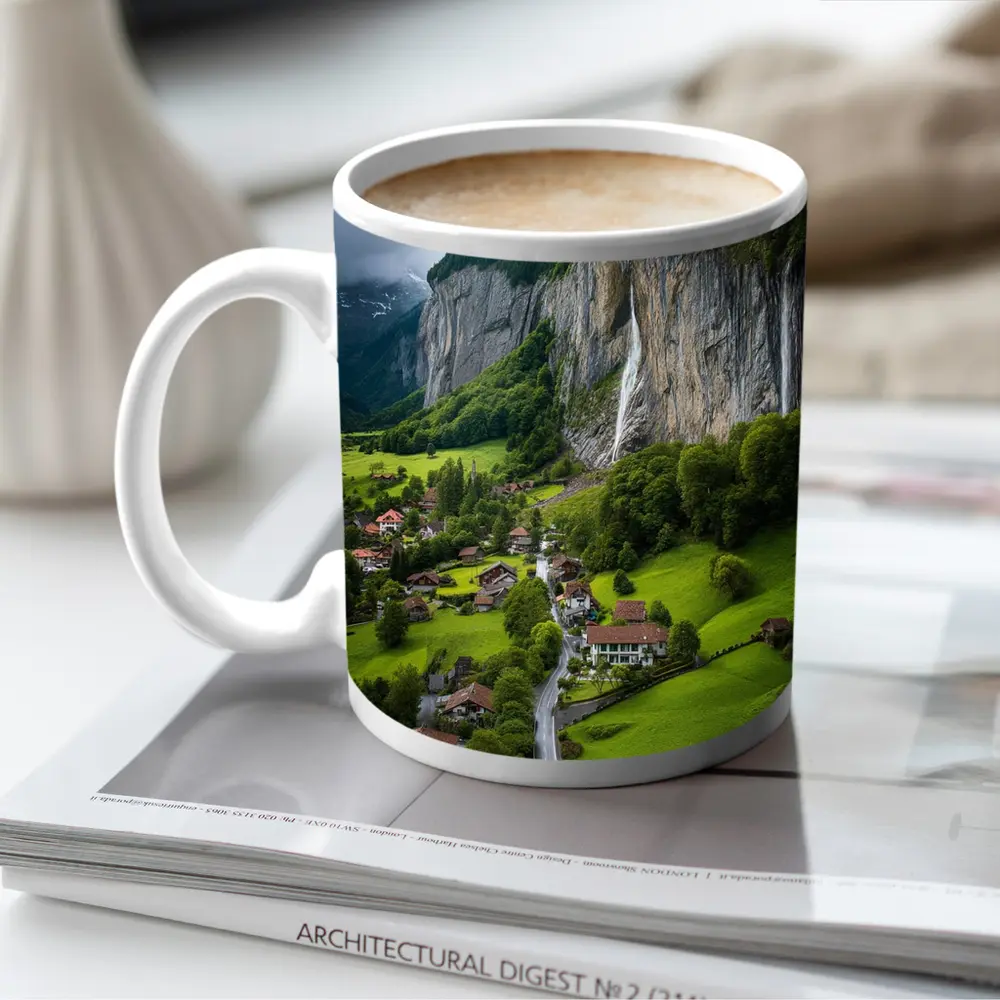 Lauterbrunnen Valley Waterfall Swiss Alpine Village – Mugs