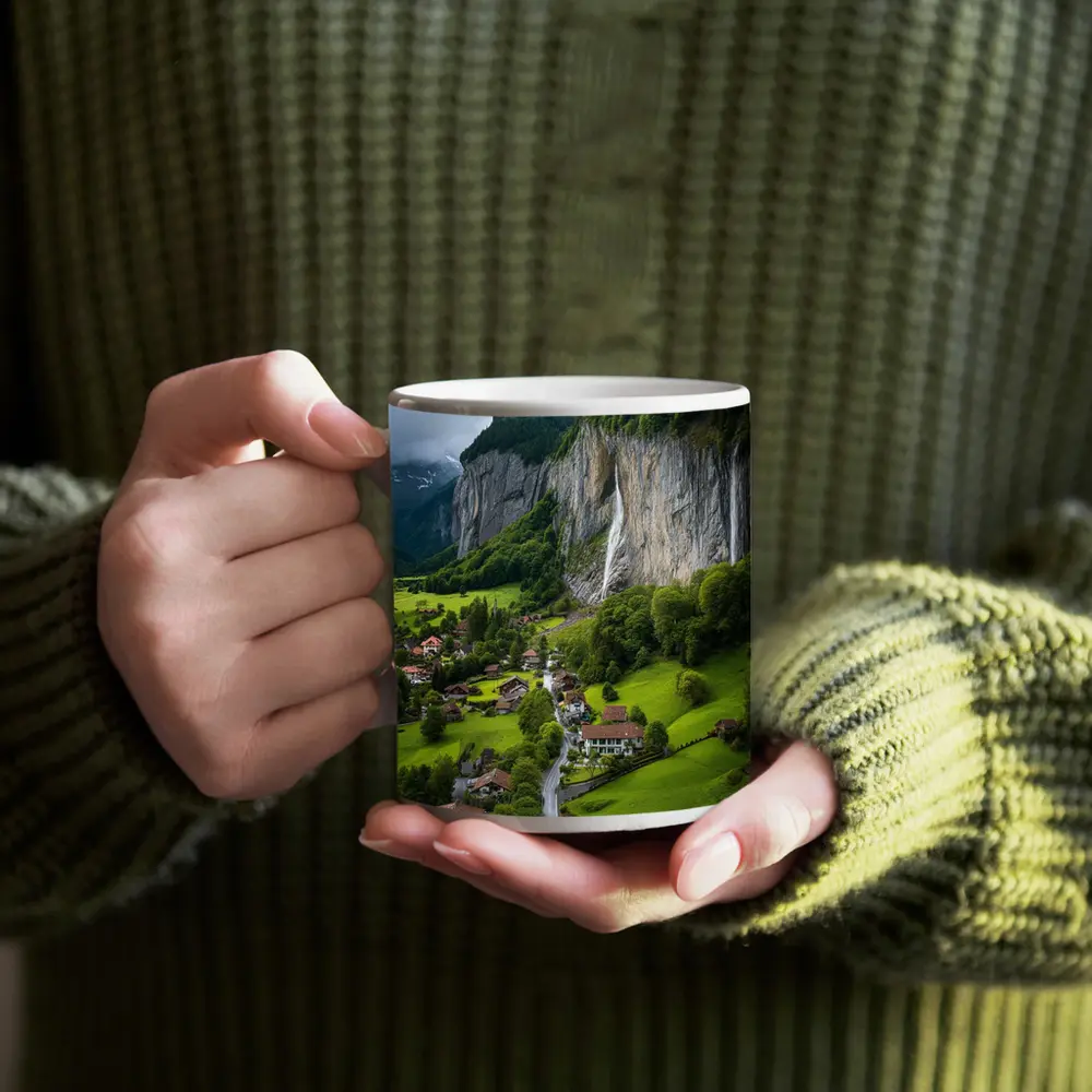 Lauterbrunnen Valley Waterfall Swiss Alpine Village – Mugs