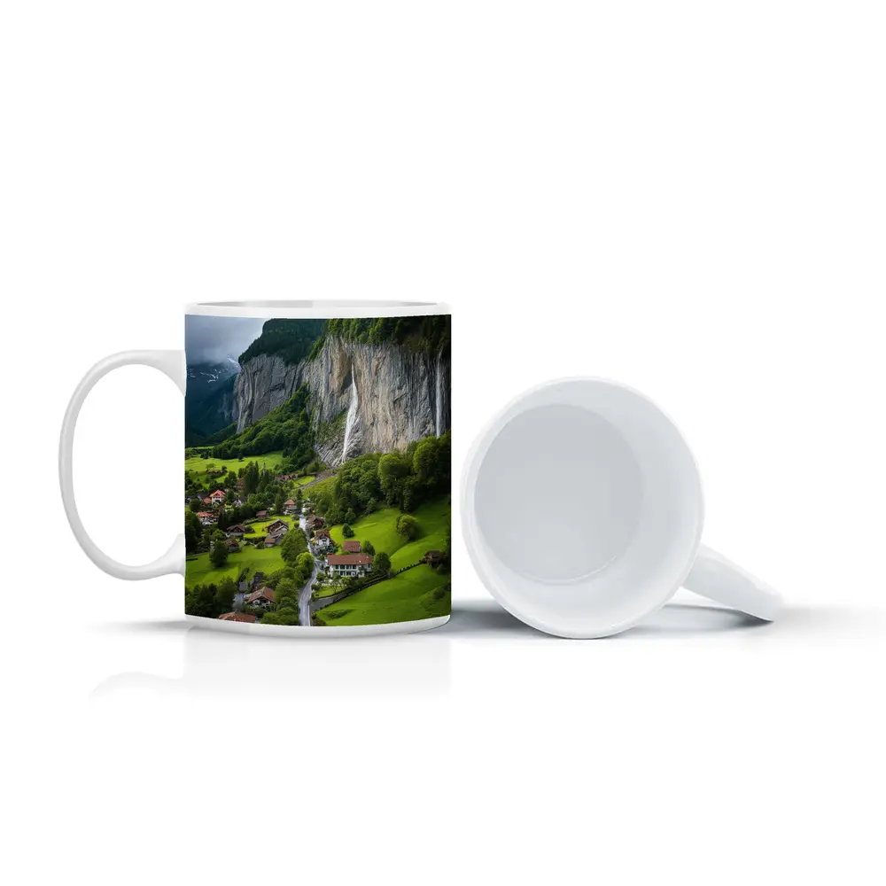 Lauterbrunnen Valley Waterfall Swiss Alpine Village – Mugs