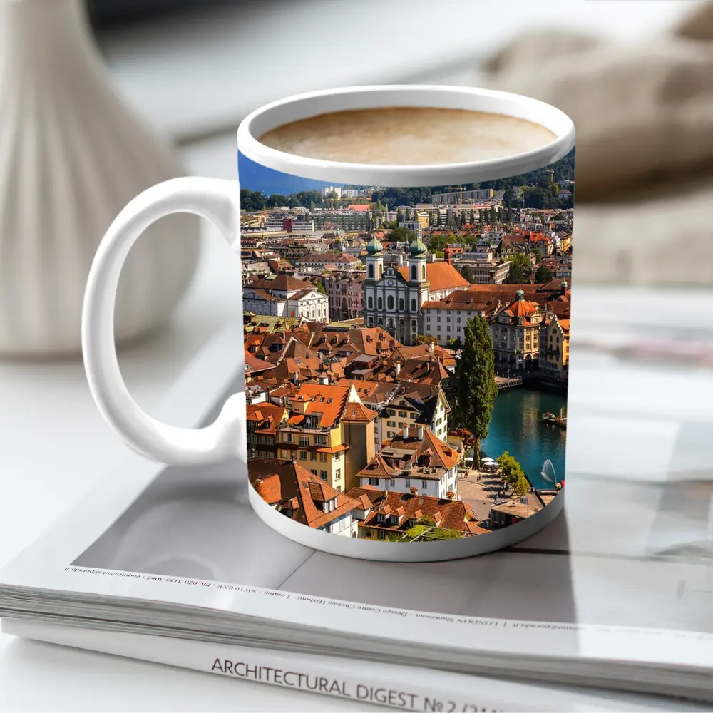 Lucerne Old Town Aerial View Alps Switzerland – Mugs