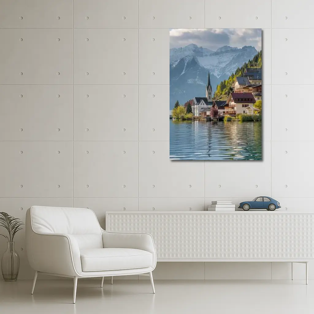 Hallstatt Village Lake Alps Mountain View – Wall Art