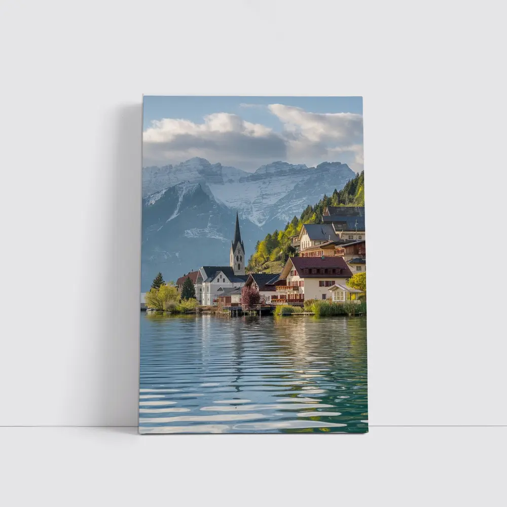 Hallstatt Village Lake Alps Mountain View – Wall Art
