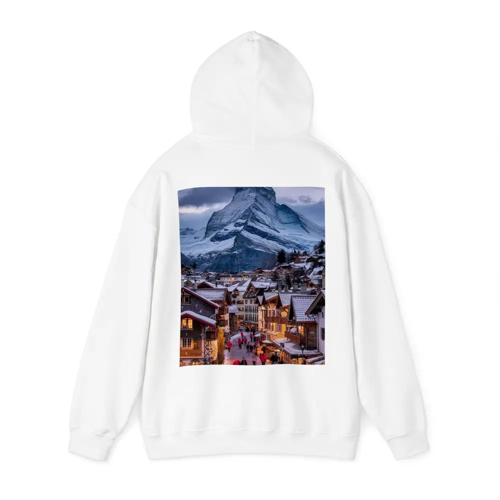 Matterhorn Peak Over Zermatt Winter Village – Hoodies