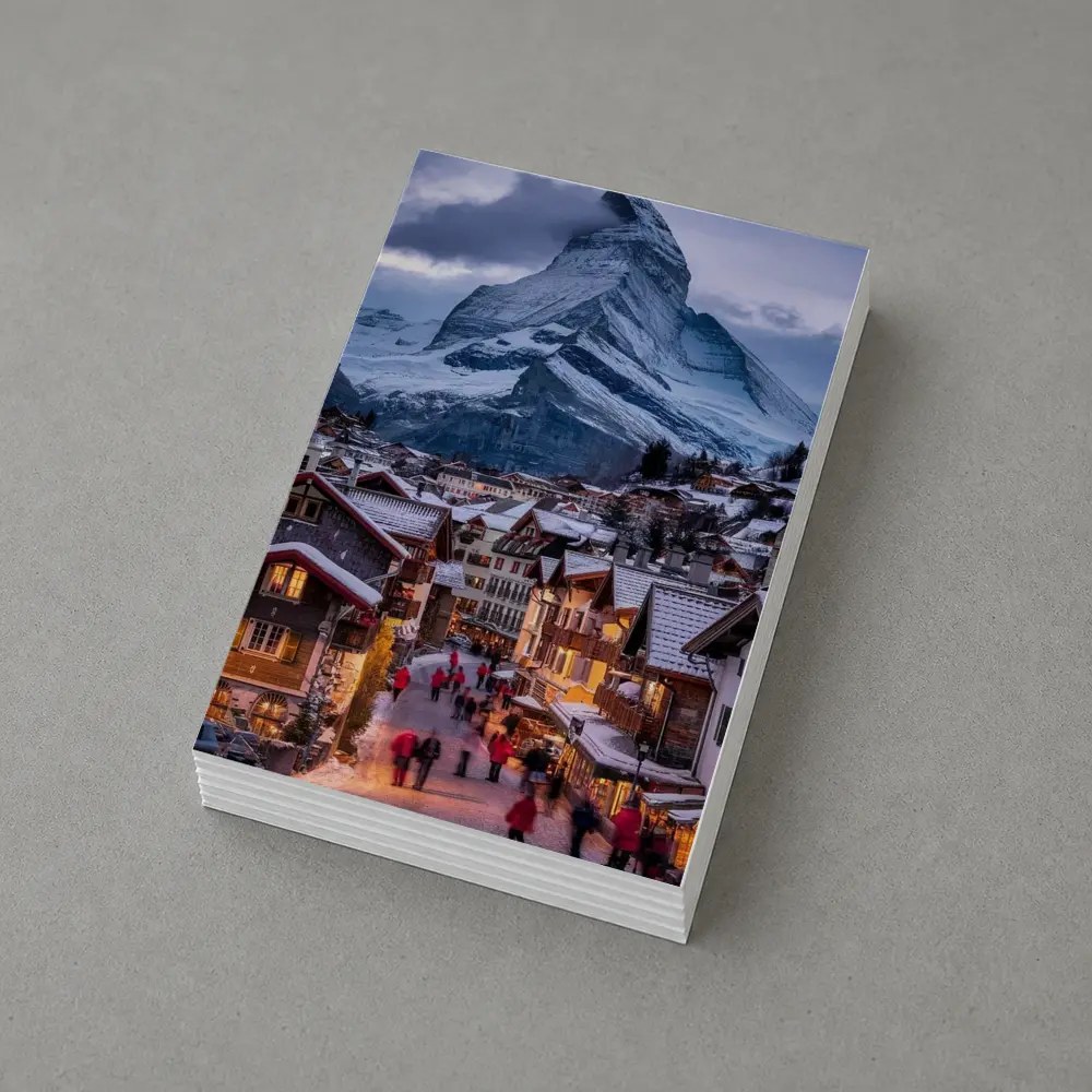 Matterhorn Peak Over Zermatt Winter Village – Postcards