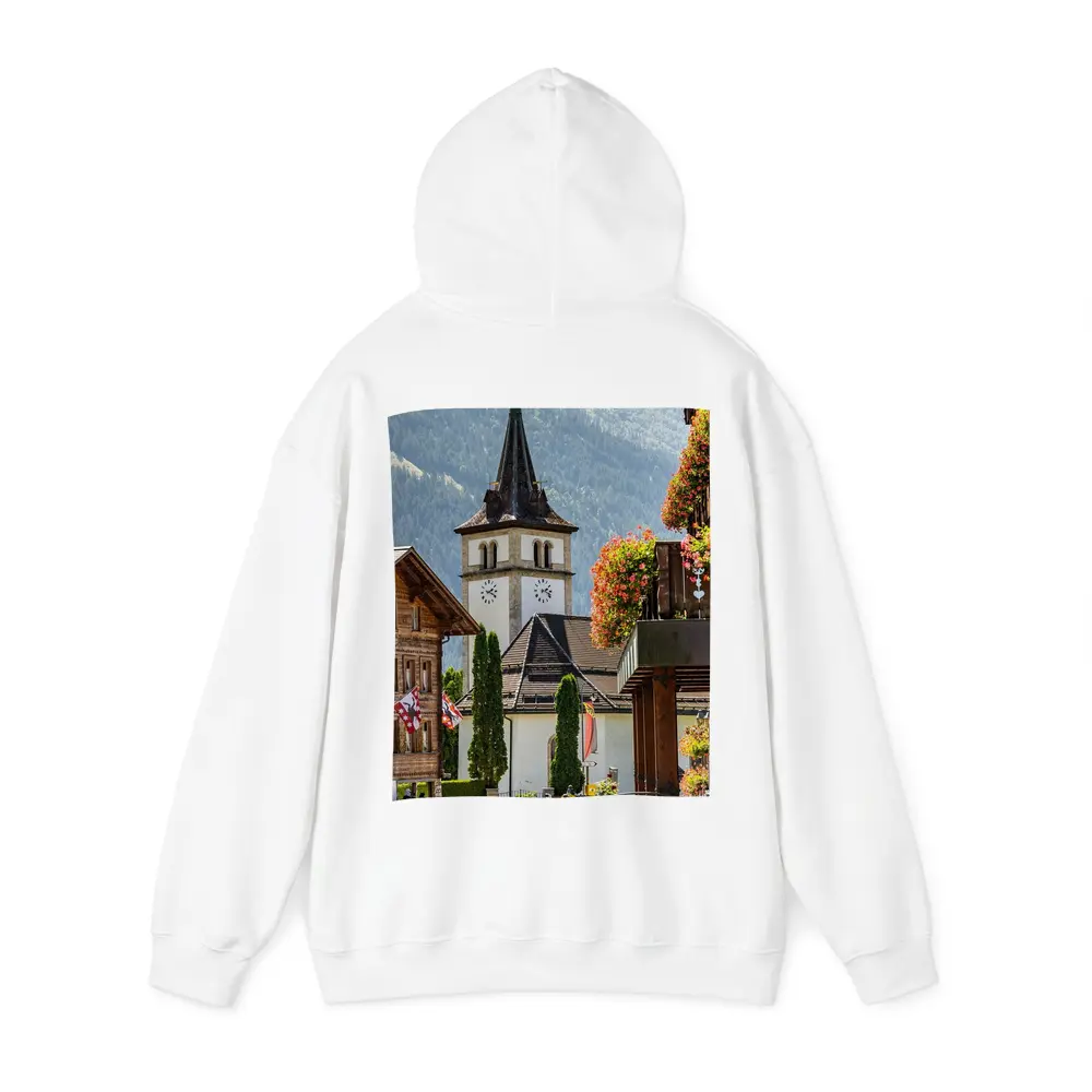 Alpine Village Church Tower Switzerland Mountains – Hoodies